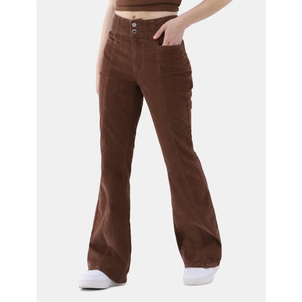 No Boundaries Women's Size 0 High Rise Pintuck Flare Pants Cinnamon NWT